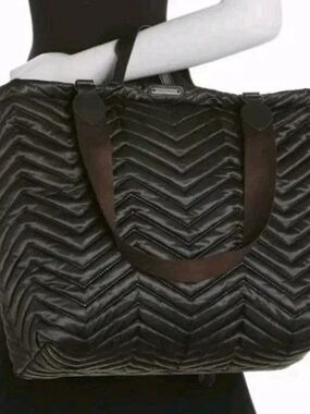 New Rebecca Minkoff Sienna Black Quilted Regan Tote Bag Handles & Strap NWT